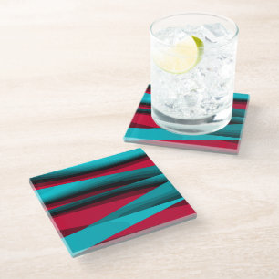 Dessous-de-verre En Verre Motif Turquoise-rouge