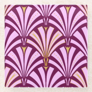 Dessous-de-verre En Verre Motif ventilateur Art déco - orchidée et violet