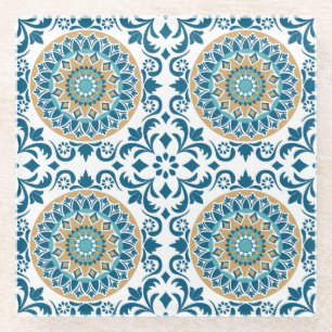 Dessous-de-verre En Verre Motif vintage de carreaux spiraux