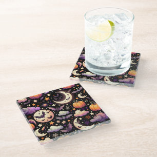 Dessous-de-verre En Verre Motif Whimsical Halloween Night Sky