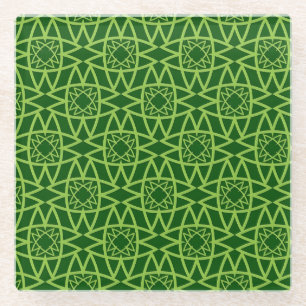Dessous-de-verre En Verre  Motifs géométriques verts élégants