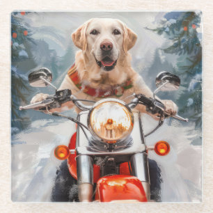 Dessous-de-verre En Verre Moto à chiens Labrador Noël
