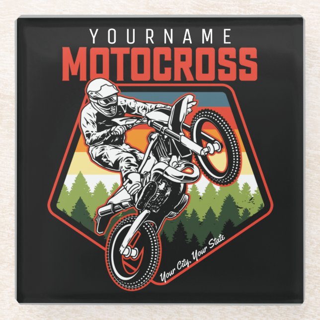 Dessous-de-verre En Verre Motocross Racing Personnalisé Dirt Bike Trail Ride (Devant)