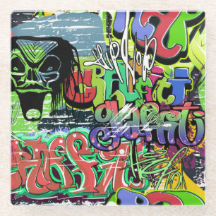 Dessous-de-verre En Verre Mur de graffitis : Hip hop urbain