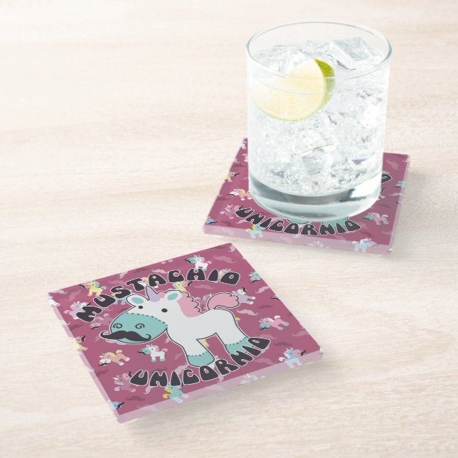 Dessous-de-verre En Verre Mustachio Unicornio ! (Incliné)