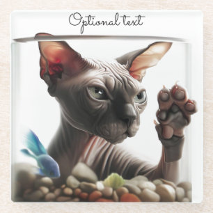 Dessous-de-verre En Verre Natation Sphynx Chat