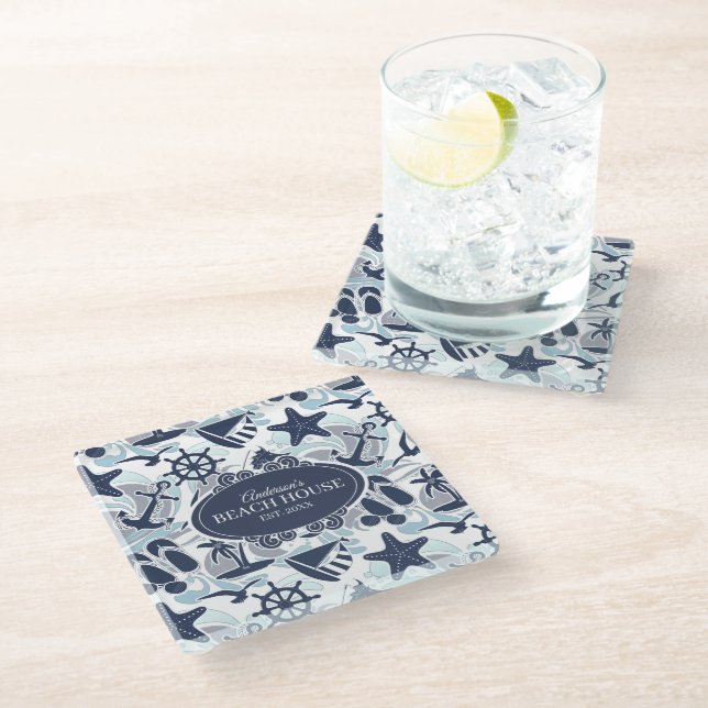 Dessous-de-verre En Verre Nautical Beach (Incliné)