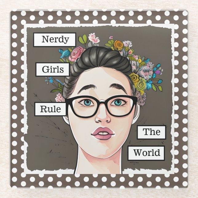Dessous-de-verre En Verre Nerdy Girls dirigent le monde (Devant)