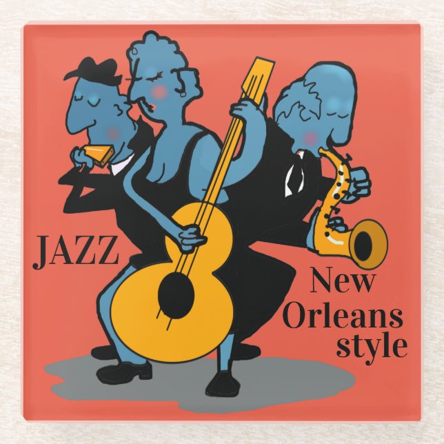 Dessous-de-verre En Verre NEW ORLEANS JAZZ par Slipperywindow Dessous de ver (Devant)