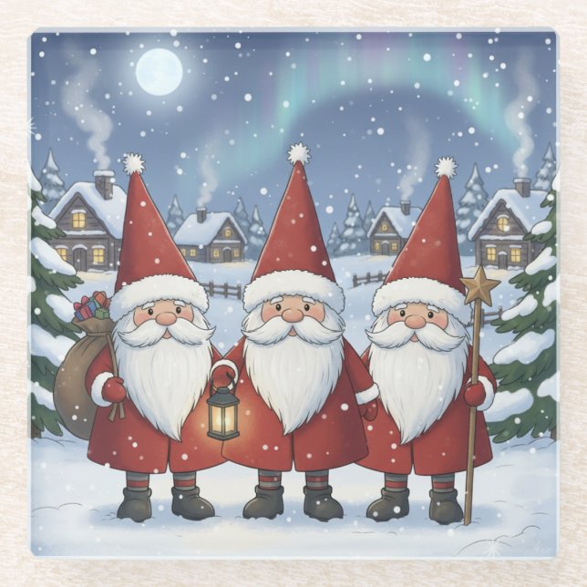 Dessous-de-verre En Verre Nighttime Norway Nisse, Coaster (Devant)