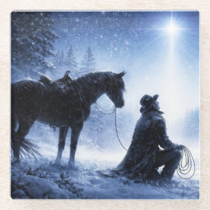 Dessous-de-verre En Verre Noël Country Western Cowboy