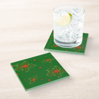 Dessous-de-verre En Verre Noël Holly Red Berries