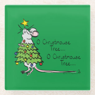 Dessous-de-verre En Verre Noël Mouse mignonne Drôle Vacances