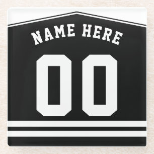 Dessous-de-verre En Verre Nom et numéro personnalisés Hockey Lacrosse Jersey