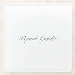 Dessous-de-verre En Verre Nom minimaliste du script de calligraphie élégant