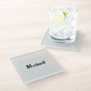 Dessous-de-verre En Verre Nom monogramme moderne minimaliste noir gris