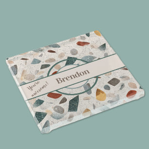 Dessous-de-verre En Verre Nom, Texture grand chip Mosaïque Terrazzo Motif