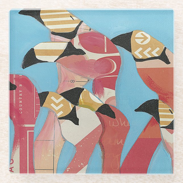 Dessous-de-verre En Verre Nombre de Flamants roses (Devant)