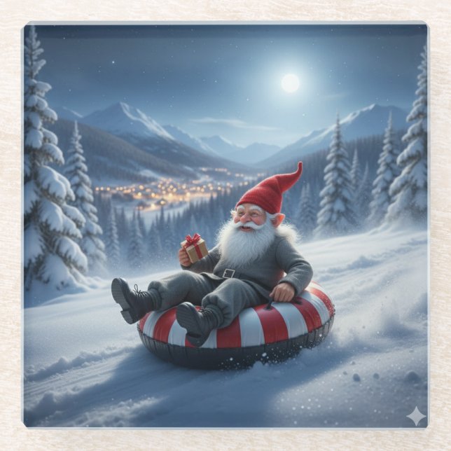 Dessous-de-verre En Verre Norwegian Nisse Sledding, Coaster (Devant)