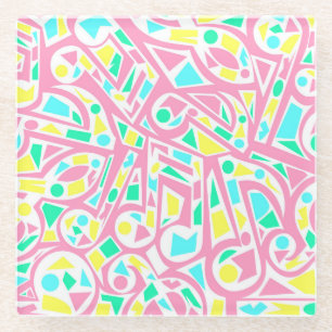 Dessous-de-verre En Verre Notes de musique Abstraite cool et colorée