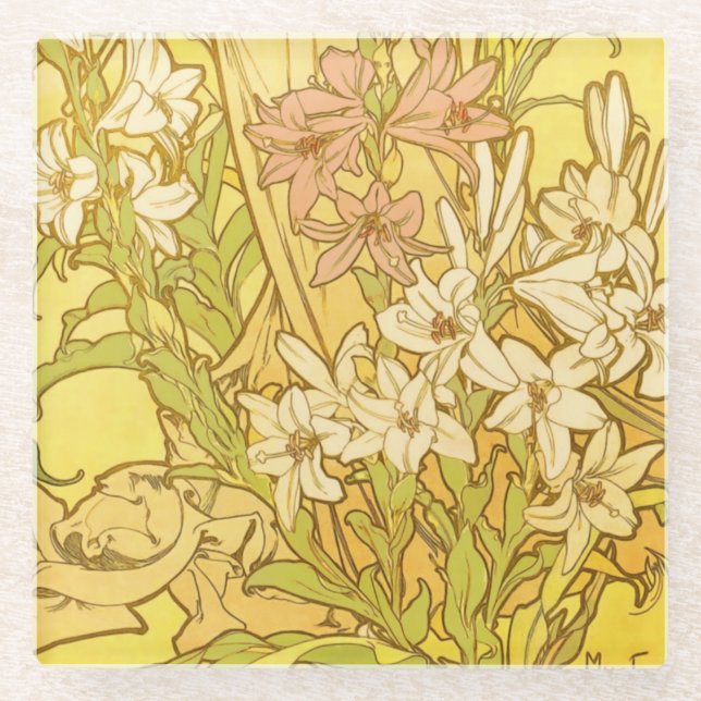 Dessous-de-verre En Verre Nouvelle Lily flowers (Devant)