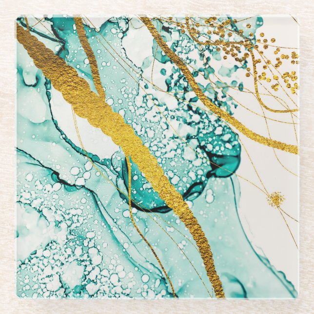 Dessous-de-verre En Verre Nuages d'art Abstraits : Encre translucide (Devant)