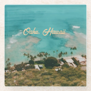 Dessous-de-verre En Verre Oahu île d'Hawaii Voyage Souvenir