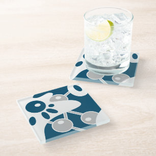 Dessous-de-verre En Verre Ocean Blue Modern Doodle 1