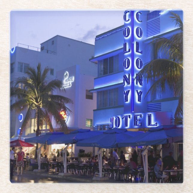 Dessous-de-verre En Verre Ocean Drive, South Beach, Miami Beach 2 (Devant)