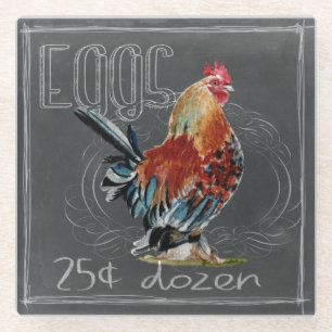 Dessous-de-verre En Verre Oeufs De Coq Sur Paie