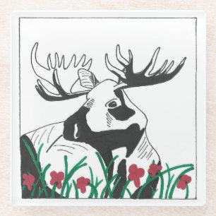 Dessous-de-verre En Verre Oie Rustique Fleur sauvage Artistique