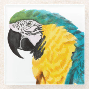Dessous-de-verre En Verre Oiseau de perroquet tropical