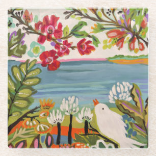 Dessous-de-verre En Verre Oiseaux dans le jardin