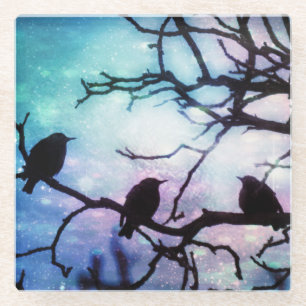 Dessous-de-verre En Verre Oiseaux sur une branche - Starlight