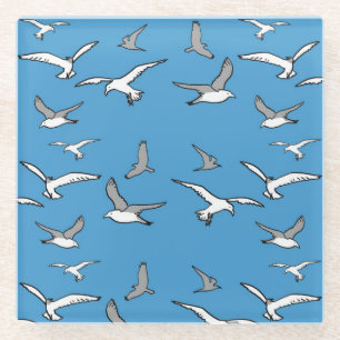 Dessous-de-verre En Verre Oiseaux - un troupeau de mouettes