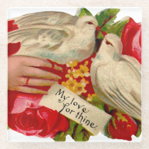 Dessous-de-verre En Verre Oiseaux vintages Victorian Love Dove Art classique