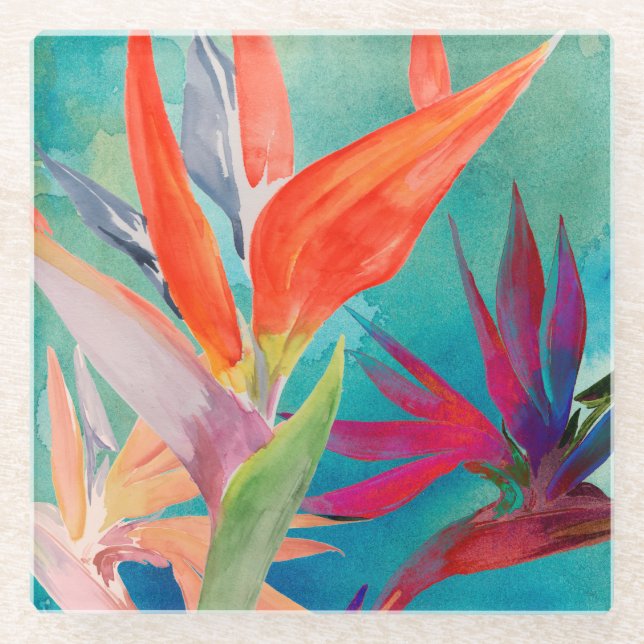 Dessous-de-verre En Verre Oiseaux vivants du paradis (Devant)