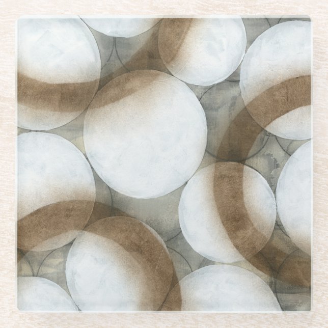 Dessous-de-verre En Verre Orbes blanches et cercles Brown (Devant)