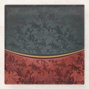 Dessous-de-verre En Verre Ornement vintage rouge et noir