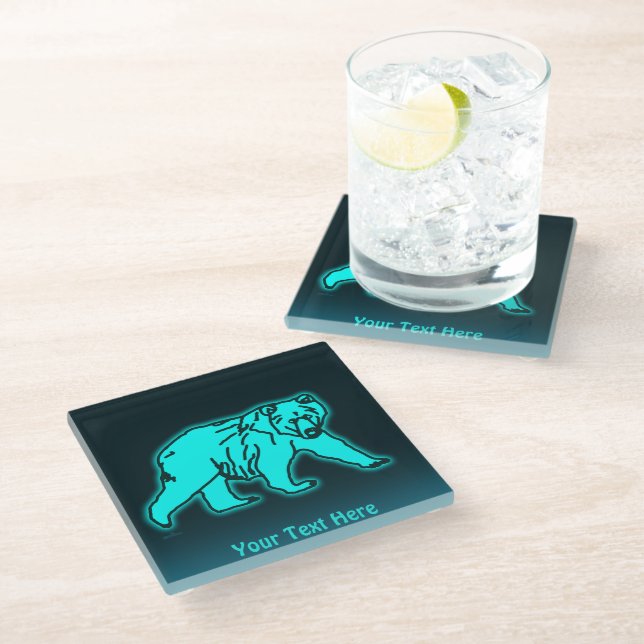 Dessous-de-verre En Verre Ours bleu Kodiak (Incliné)