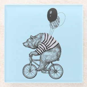Dessous-de-verre En Verre Ours de bicyclette de ballon