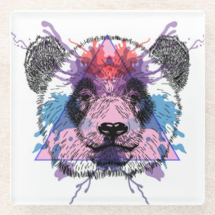 Dessous-de-verre En Verre Ours panda géométrique