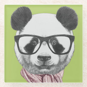 Dessous-de-verre En Verre Ours panda prêt d'hiver
