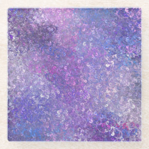Dessous-de-verre En Verre Paillettes rose et violet Bling 