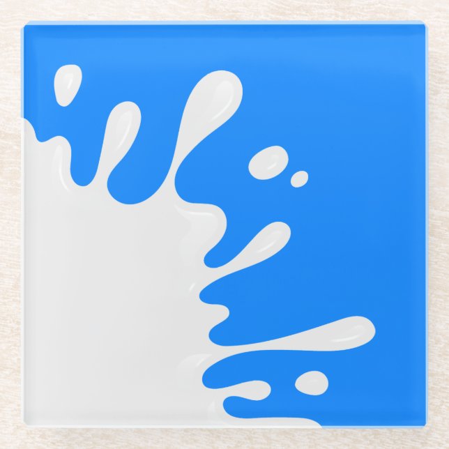 Dessous-de-verre En Verre Paint bleu azur blanc (Devant)