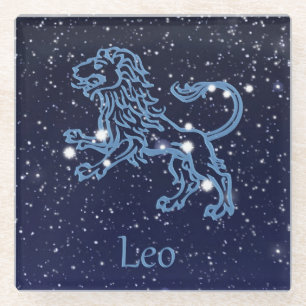 Dessous-de-verre En Verre Panneau Léo Constellation et Zodiaque avec étoiles