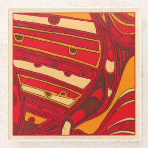Dessous-de-verre En Verre Panneaux orange Abstraits
