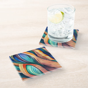 Dessous-de-verre En Verre Paon abstrait