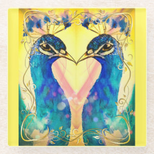 Dessous-de-verre En Verre Paon Coaster Image Miroir