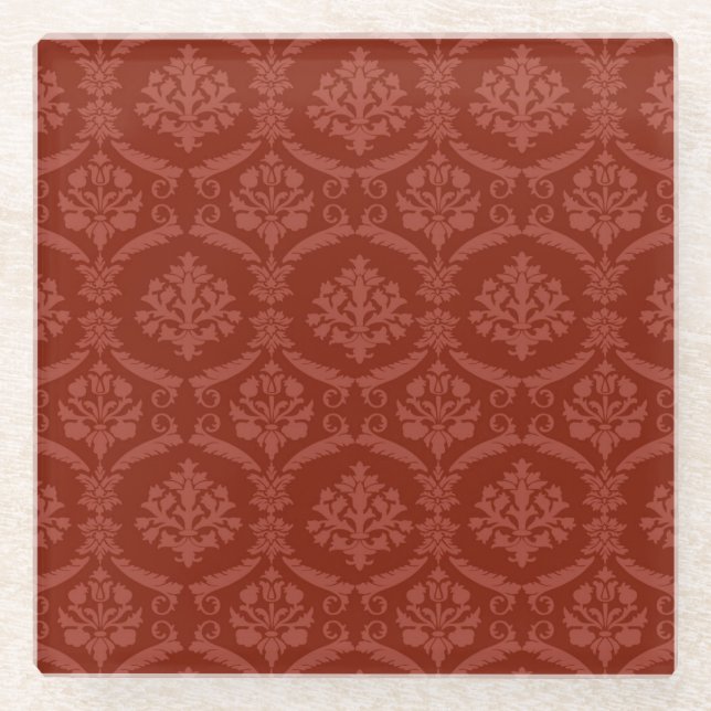 Dessous-de-verre En Verre Papier peint 3 de damassé (Devant)